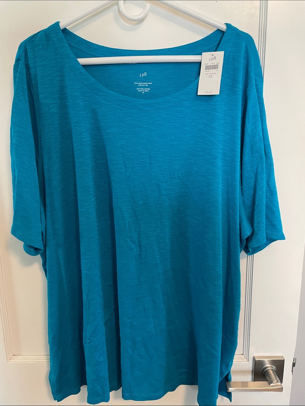 NWT J. Jill Teal Short-Sleeve Scoop Neck Tee